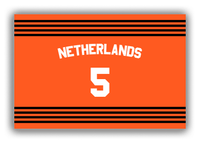 Thumbnail for Personalized Canvas Wrap & Photo Print - Jersey Number with Arched Name - Netherlands - Triple Stripe - Front View