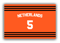 Thumbnail for Personalized Canvas Wrap & Photo Print - Jersey Number with Arched Name - Netherlands - Double Stripe - Front View