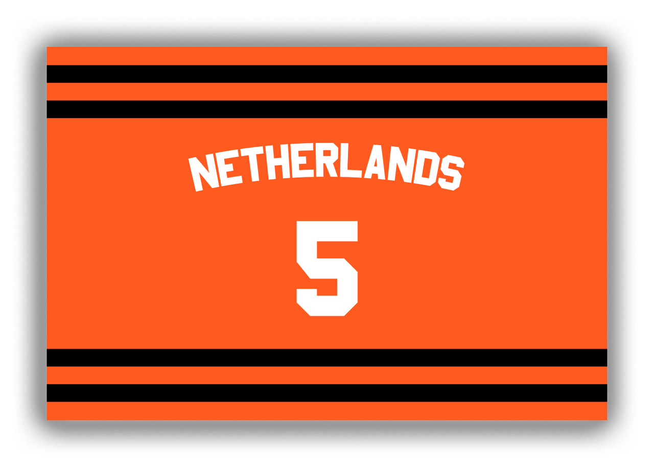 Personalized Canvas Wrap & Photo Print - Jersey Number with Arched Name - Netherlands - Single Stripe - Front View