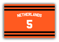 Thumbnail for Personalized Canvas Wrap & Photo Print - Jersey Number with Arched Name - Netherlands - Single Stripe - Front View