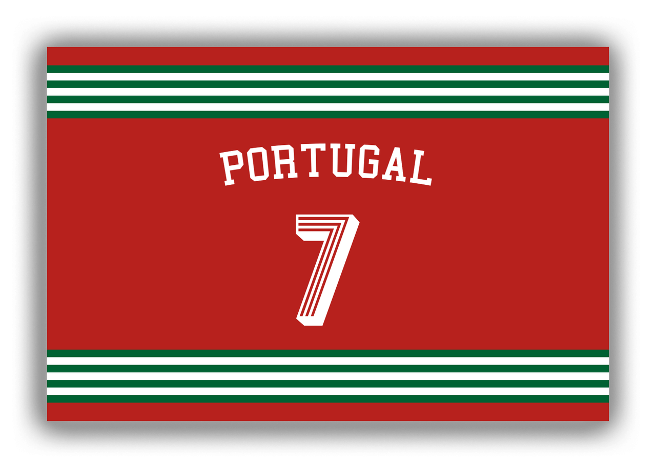 Personalized Canvas Wrap & Photo Print - Jersey Number with Arched Name - Portugal - Triple Stripe - Front View