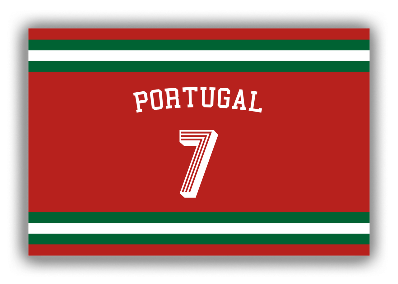Personalized Canvas Wrap & Photo Print - Jersey Number with Arched Name - Portugal - Single Stripe - Front View