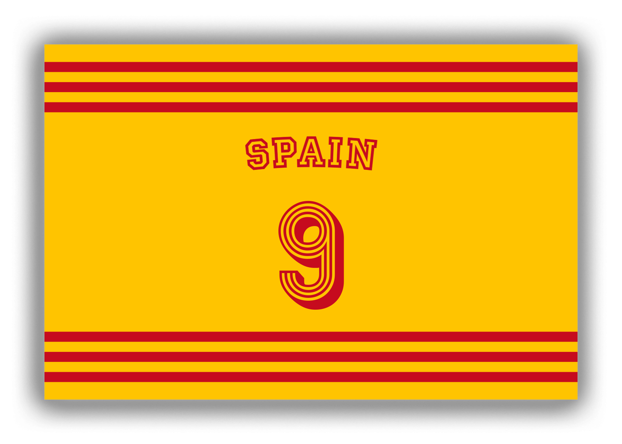 Personalized Canvas Wrap & Photo Print - Jersey Number with Arched Name - Spain - Double Stripe - Front View
