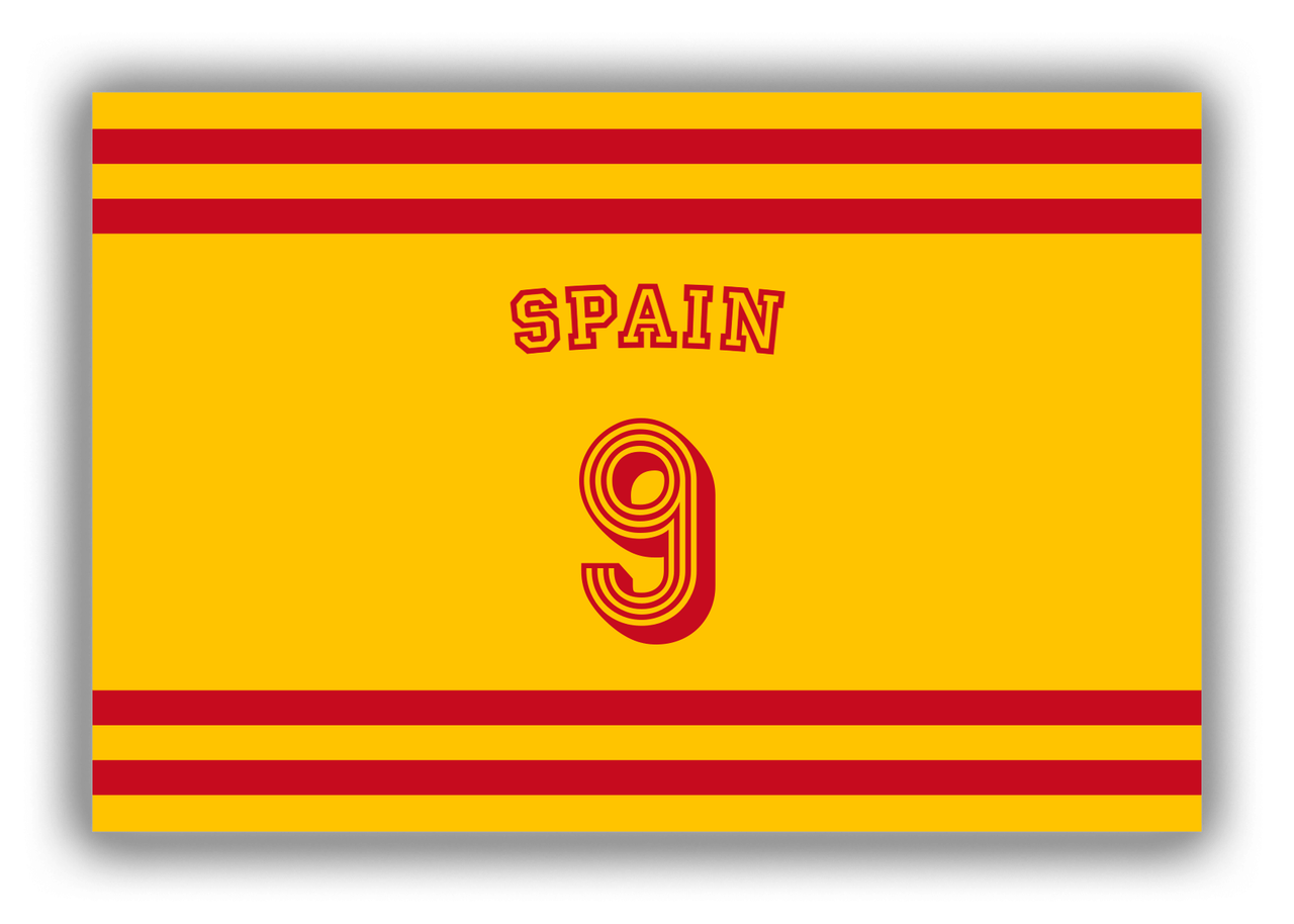 Personalized Canvas Wrap & Photo Print - Jersey Number with Arched Name - Spain - Single Stripe - Front View