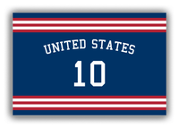 Thumbnail for Personalized Canvas Wrap & Photo Print - Jersey Number with Arched Name - United States - Double Stripe - Front View