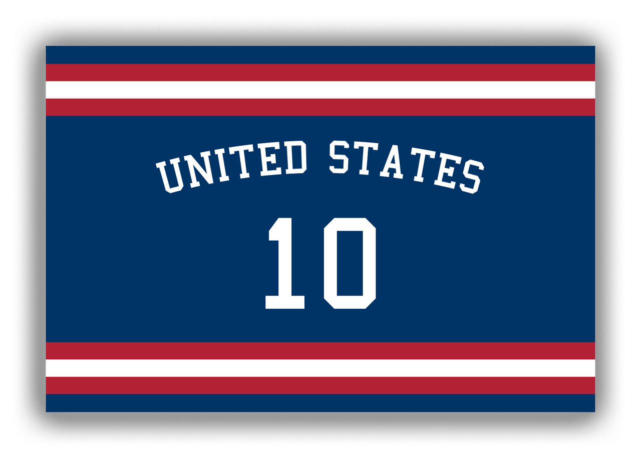 Personalized Canvas Wrap & Photo Print - Jersey Number with Arched Name - United States - Single Stripe - Front View