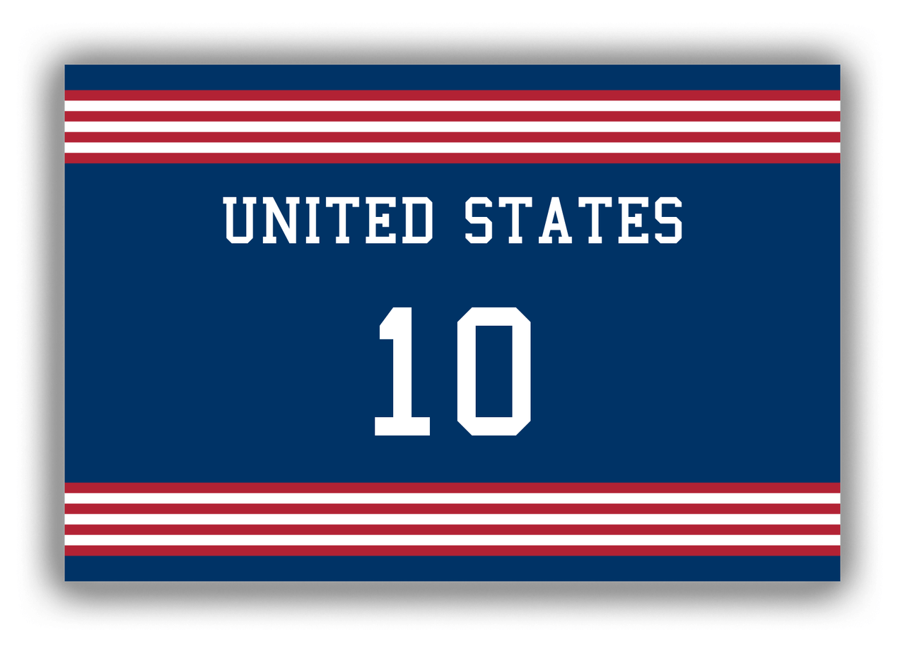 Personalized Canvas Wrap & Photo Print - Jersey Number - United States - Triple Stripe - Front View