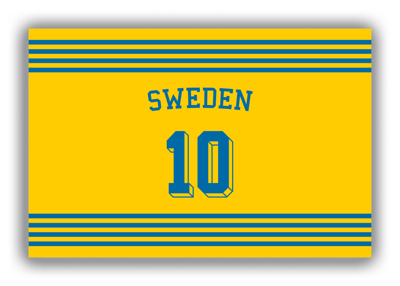 Personalized Canvas Wrap & Photo Print - Jersey Number with Arched Name - Sweden - Triple Stripe - Front View
