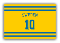 Thumbnail for Personalized Canvas Wrap & Photo Print - Jersey Number with Arched Name - Sweden - Triple Stripe - Front View