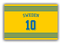 Thumbnail for Personalized Canvas Wrap & Photo Print - Jersey Number with Arched Name - Sweden - Triple Stripe - Front View