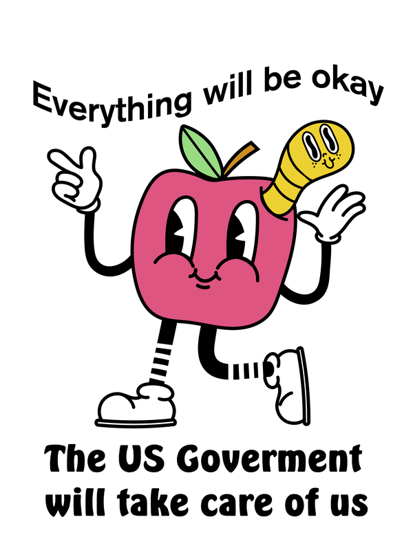 Cartoon Apple T-Shirt - White - US Government - Decorate View
