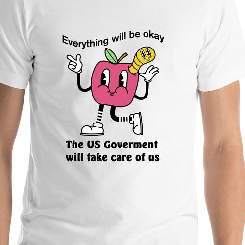 Cartoon Apple T-Shirt - White - US Government - Shirt Close-Up View