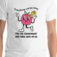 Thumbnail for Cartoon Apple T-Shirt - White - US Government - Shirt Close-Up View