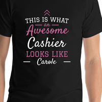 Thumbnail for Personalized Cashier T-Shirt - Black - Shirt Close-Up View