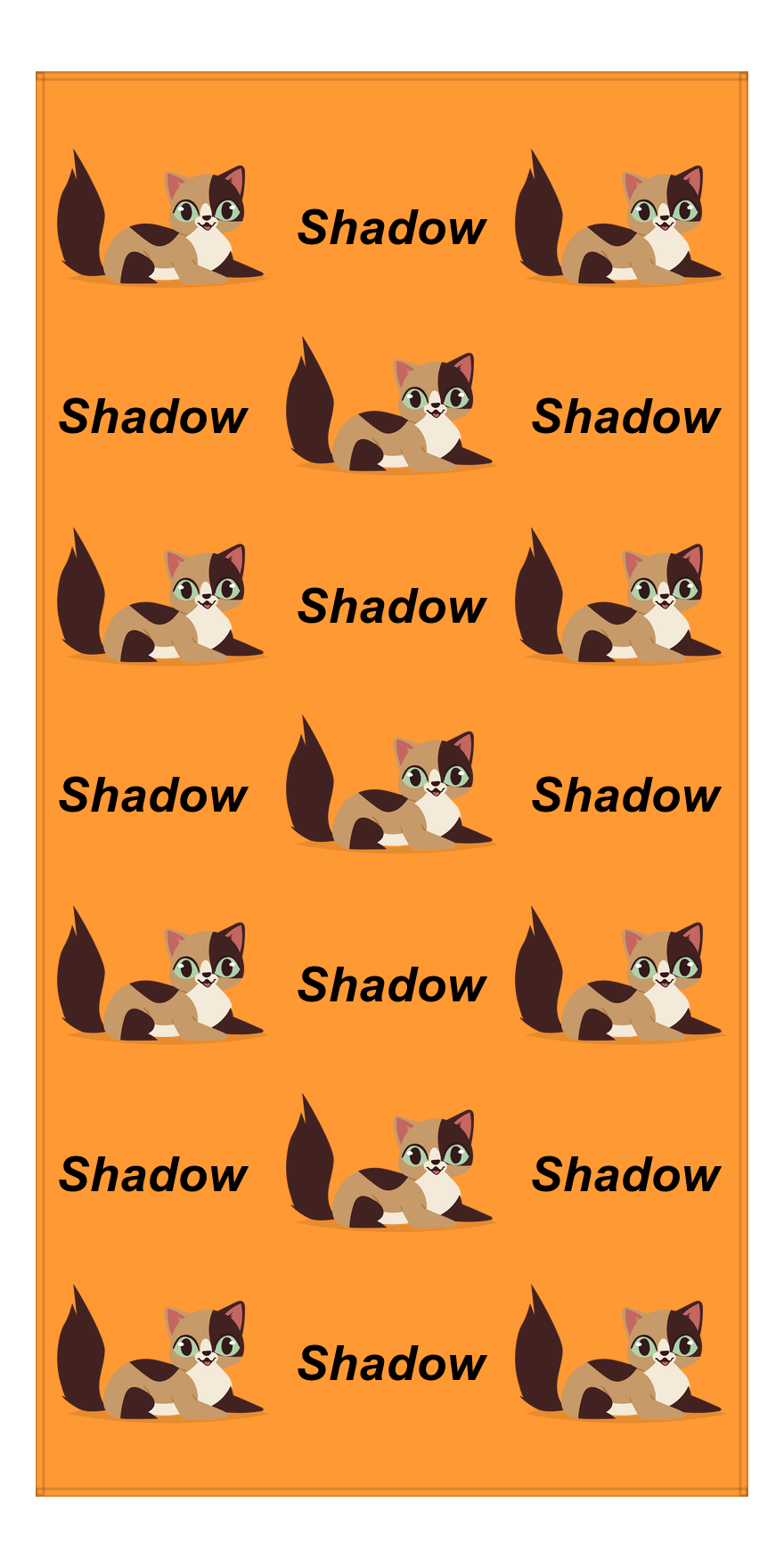 Personalized Cat Beach Towel I - Orange Background - Cat I - Vertical - Front View