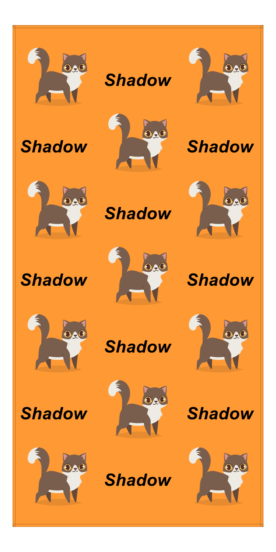 Personalized Cat Beach Towel I - Orange Background - Cat II - Vertical - Front View