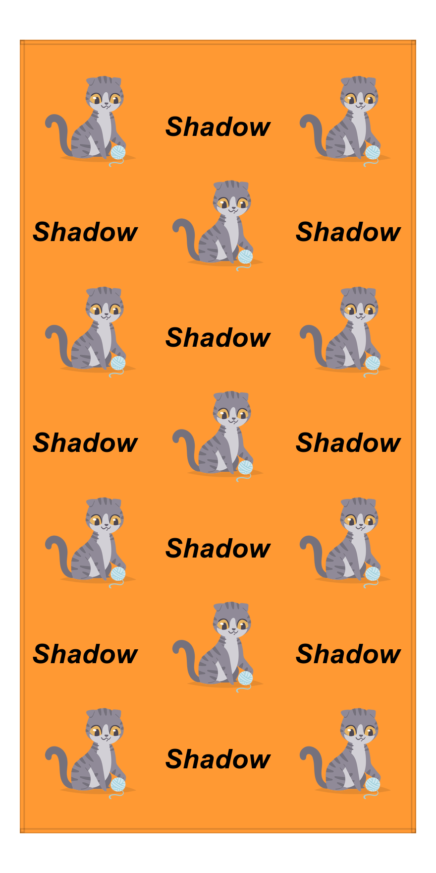 Personalized Cat Beach Towel I - Orange Background - Cat IV - Vertical - Front View