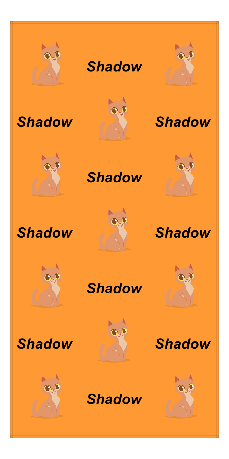 Personalized Cat Beach Towel I - Orange Background - Cat VII - Vertical - Front View