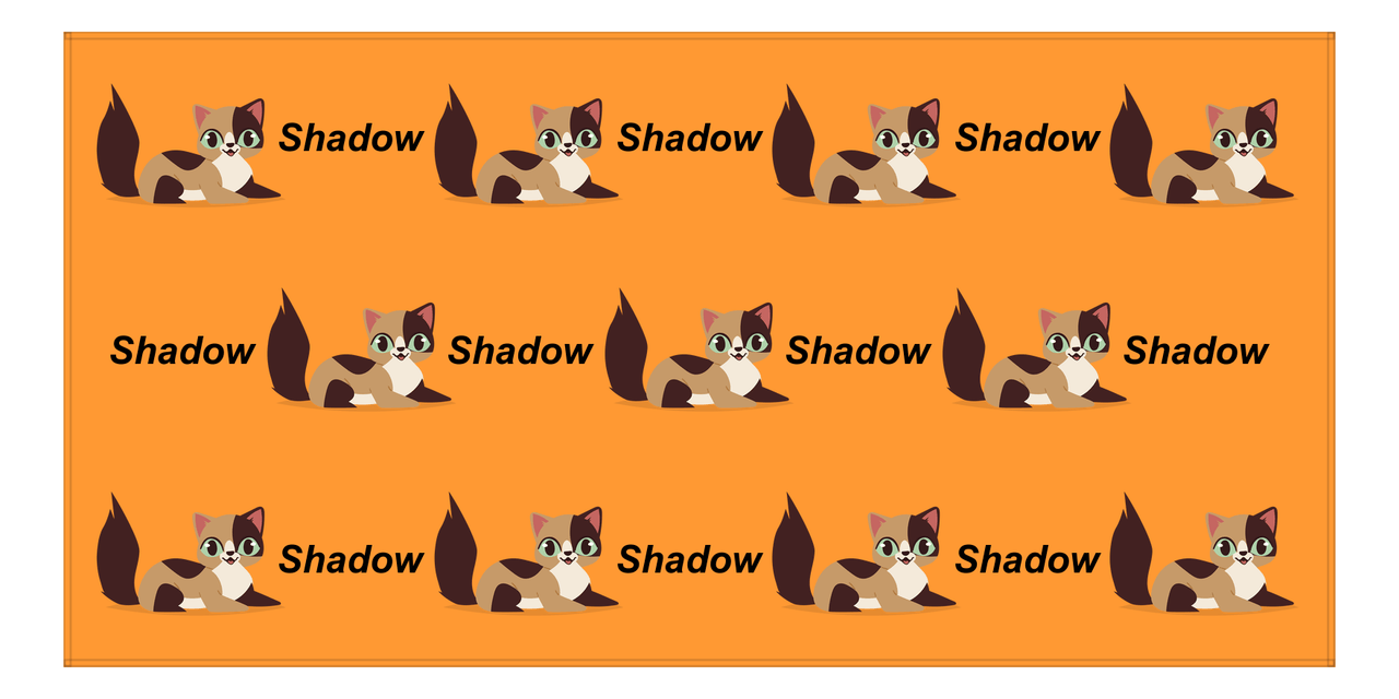 Personalized Cat Beach Towel I - Orange Background - Cat I - Horizontal - Front View