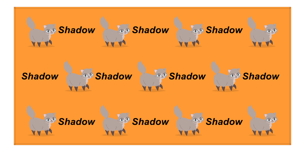 Personalized Cat Beach Towel I - Orange Background - Cat III - Horizontal - Front View