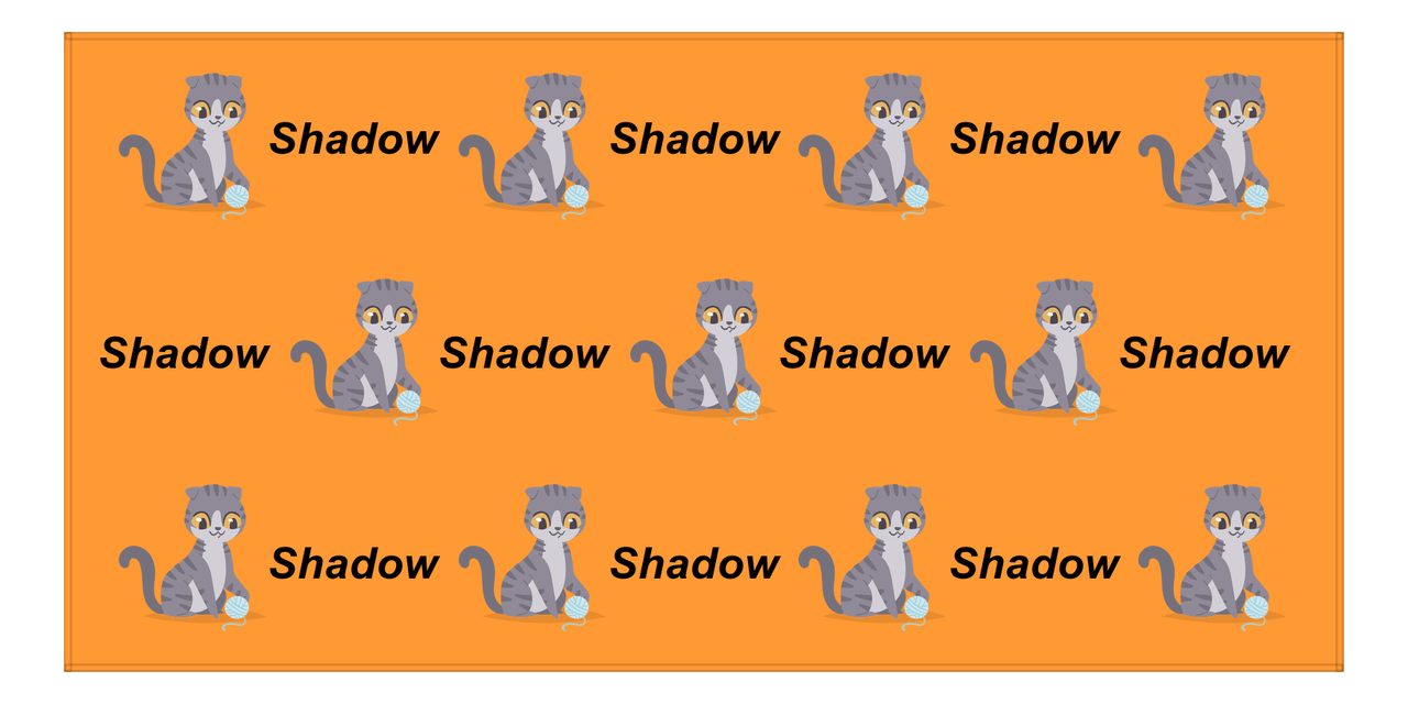 Personalized Cat Beach Towel I - Orange Background - Cat IV - Horizontal - Front View