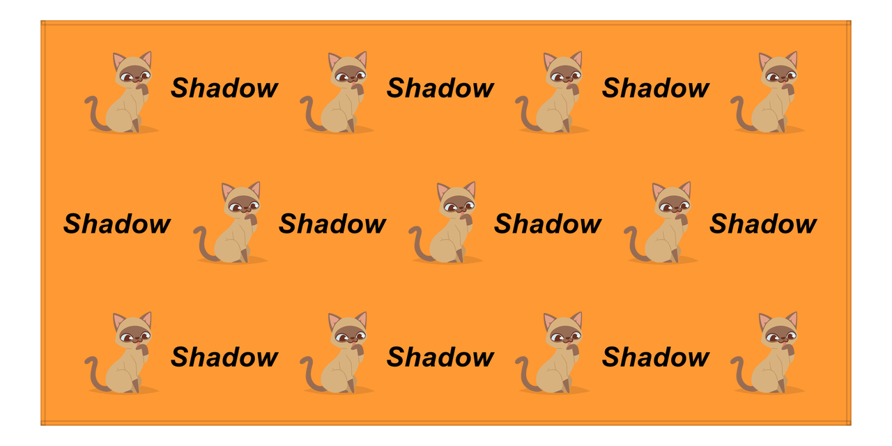 Personalized Cat Beach Towel I - Orange Background - Cat VIII - Horizontal - Front View