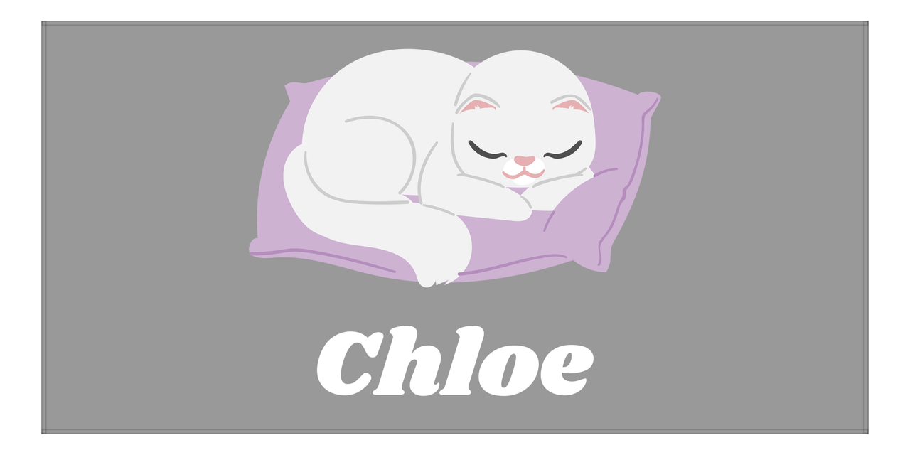 Personalized Cat Beach Towel II - Grey Background - Cat VI - Horizontal - Front View