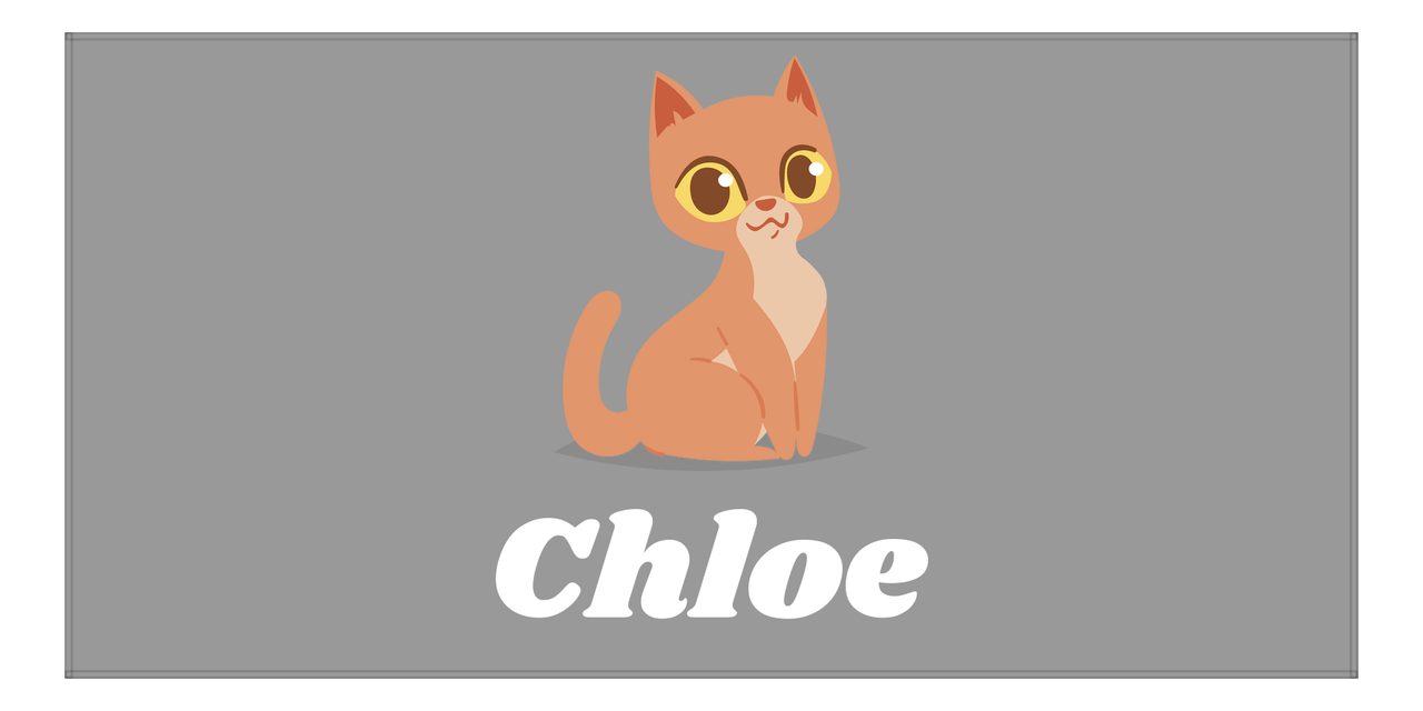 Personalized Cat Beach Towel II - Grey Background - Cat VII - Horizontal - Front View