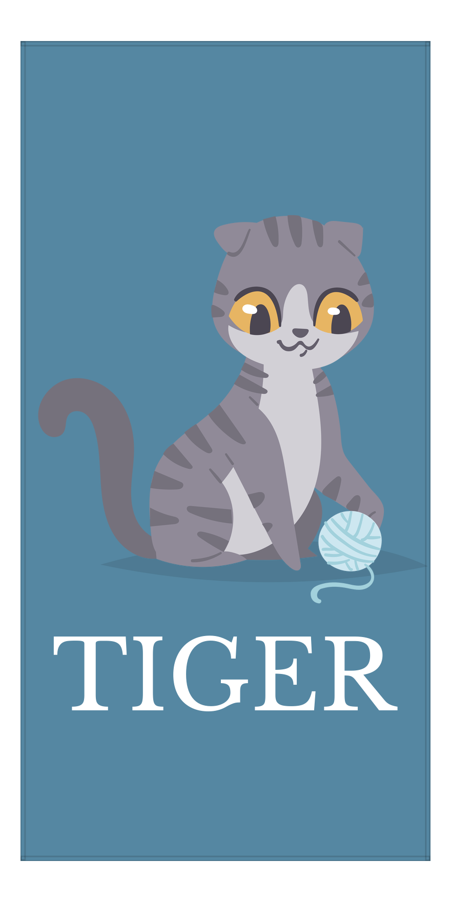 Personalized Cat Beach Towel II - Blue Background - Cat IV - Vertical - Front View
