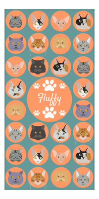 Thumbnail for Personalized Cats Beach Towel I - Circle Cats - Teal Background - Front View