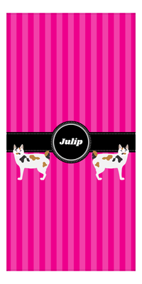 Thumbnail for Personalized Cats Beach Towel II - Pink Stripes - Cat I - Front View
