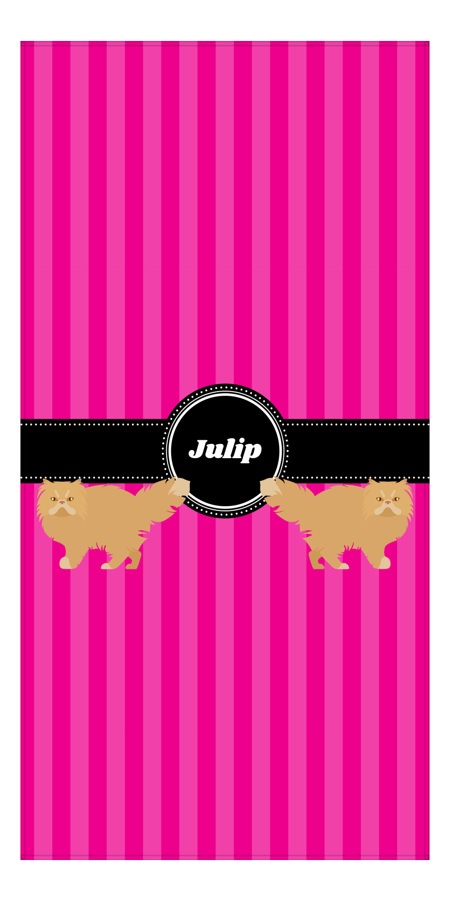 Personalized Cats Beach Towel II - Pink Stripes - Cat II - Front View