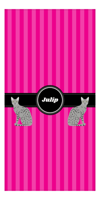 Thumbnail for Personalized Cats Beach Towel II - Pink Stripes - Cat III - Front View