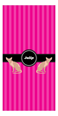 Thumbnail for Personalized Cats Beach Towel II - Pink Stripes - Cat IV - Front View