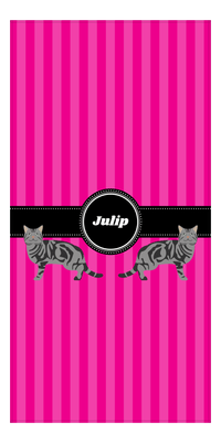 Thumbnail for Personalized Cats Beach Towel II - Pink Stripes - Cat V - Front View