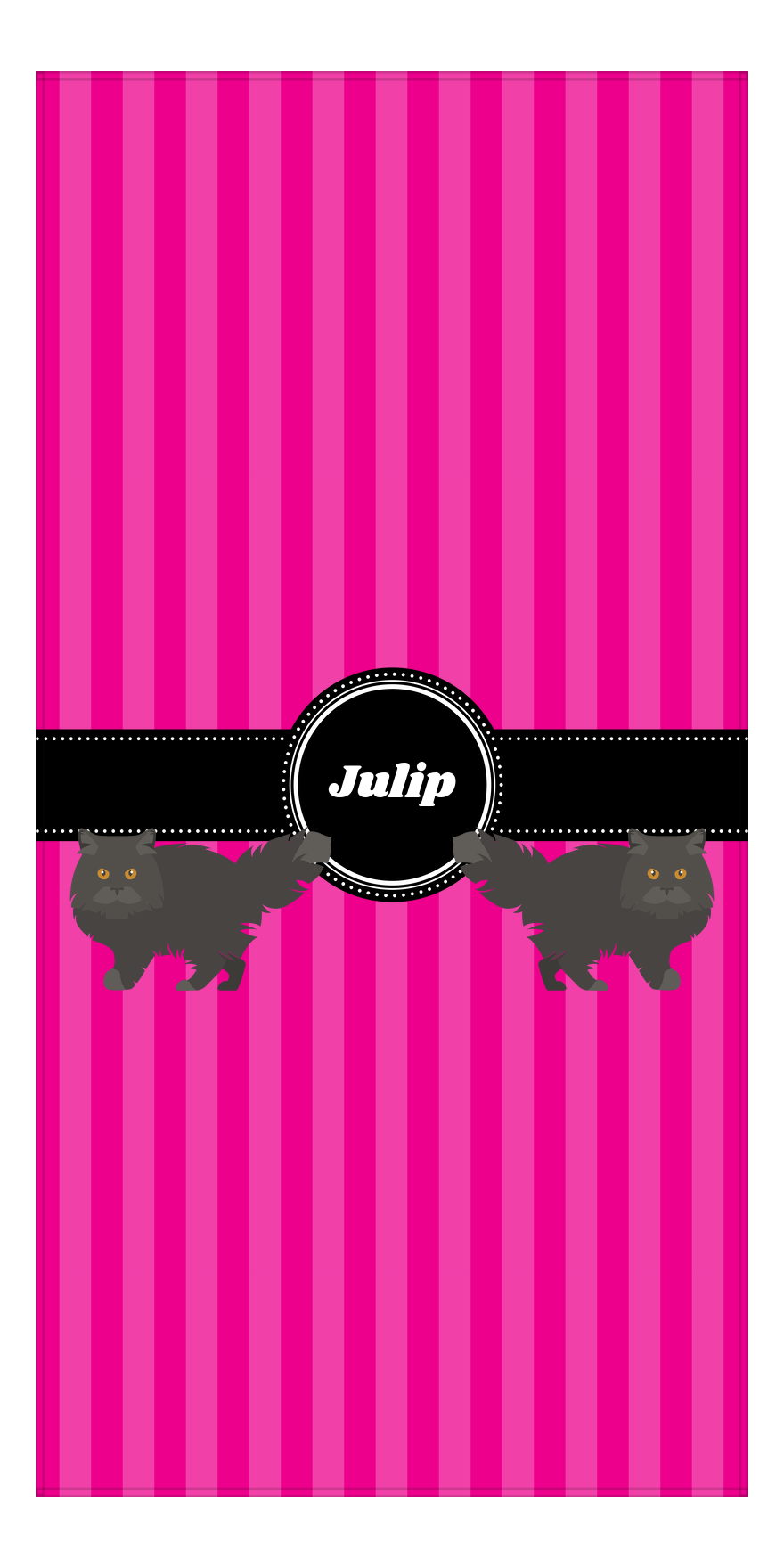 Personalized Cats Beach Towel II - Pink Stripes - Cat VI - Front View