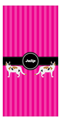 Thumbnail for Personalized Cats Beach Towel II - Pink Stripes - Cat VII - Front View