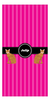 Thumbnail for Personalized Cats Beach Towel II - Pink Stripes - Cat VIII - Front View