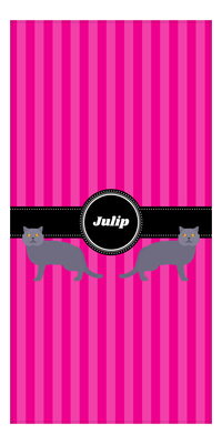 Thumbnail for Personalized Cats Beach Towel II - Pink Stripes - Cat X - Front View