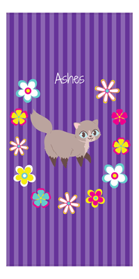 Thumbnail for Personalized Cats Beach Towel XII - Circle of Flowers - Cat III - Front View