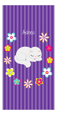Thumbnail for Personalized Cats Beach Towel XII - Circle of Flowers - Cat VI - Front View