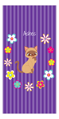 Thumbnail for Personalized Cats Beach Towel XII - Circle of Flowers - Cat VIII - Front View