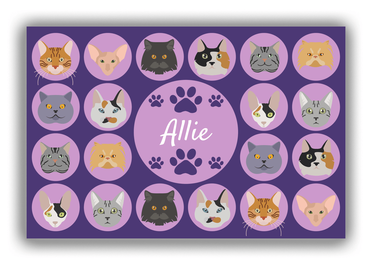Personalized Cats Canvas Wrap & Photo Print I - Purple Background - Front View