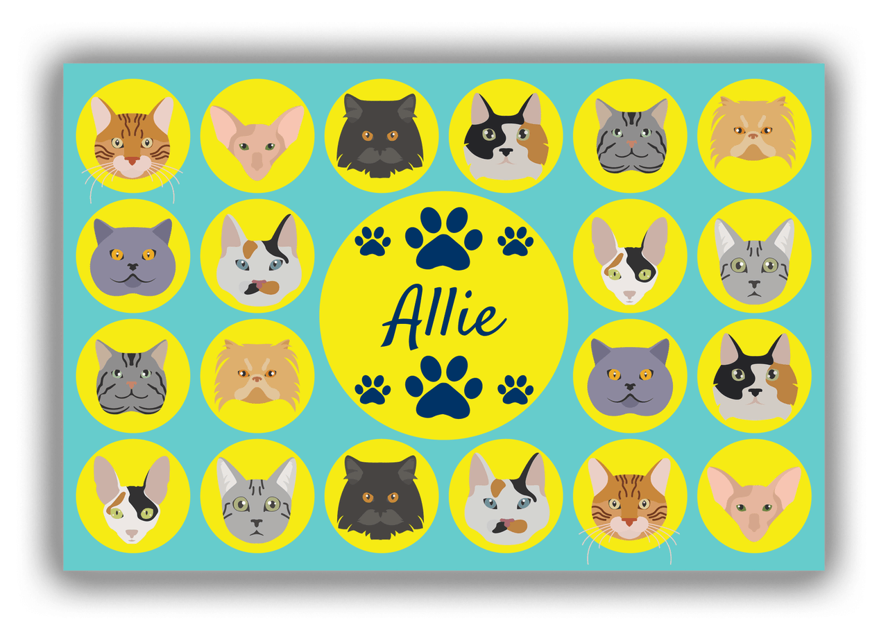 Personalized Cats Canvas Wrap & Photo Print I - Teal Background - Front View