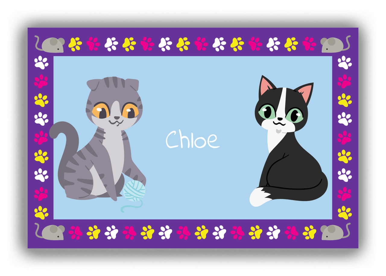 Personalized Cats Canvas Wrap & Photo Print III - Blue Background - Cat I - Front View