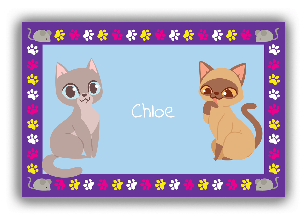 Personalized Cats Canvas Wrap & Photo Print III - Blue Background - Cat II - Front View