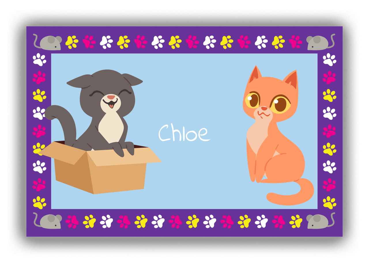 Personalized Cats Canvas Wrap & Photo Print III - Blue Background - Cat III - Front View