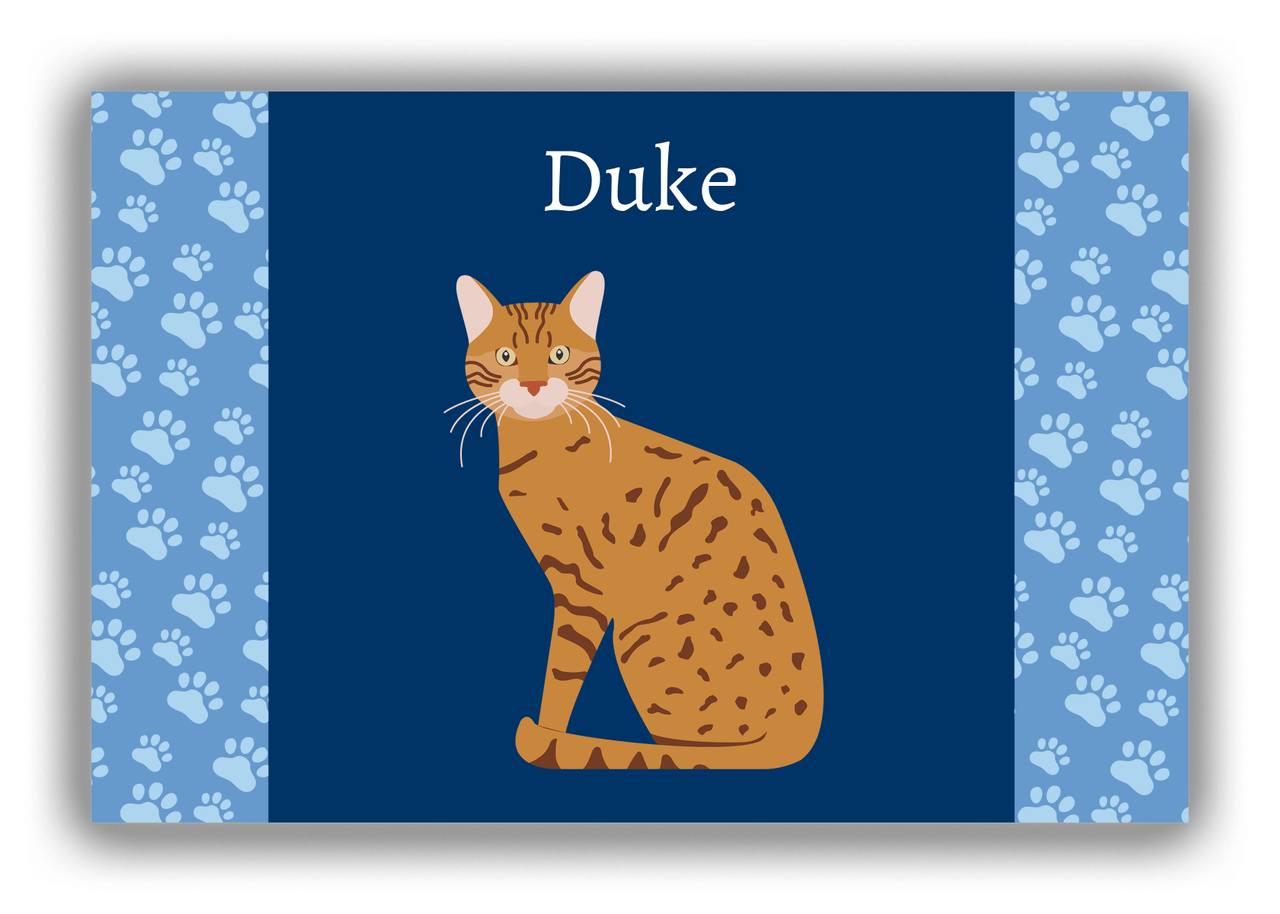 Personalized Cats Canvas Wrap & Photo Print IV - Blue Background - Cat VIII - Front View