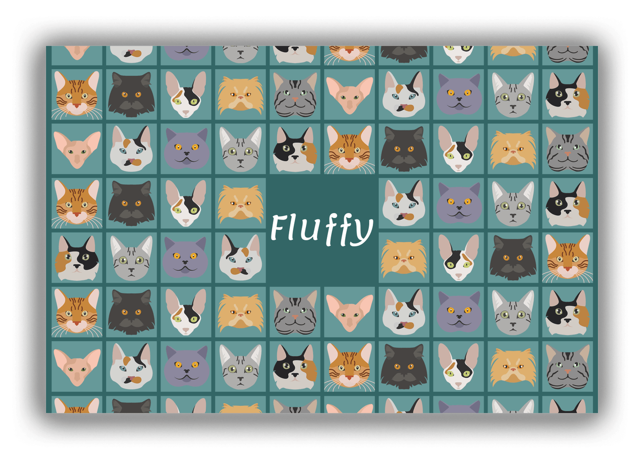 Personalized Cats Canvas Wrap & Photo Print V - Teal Squares - Front View