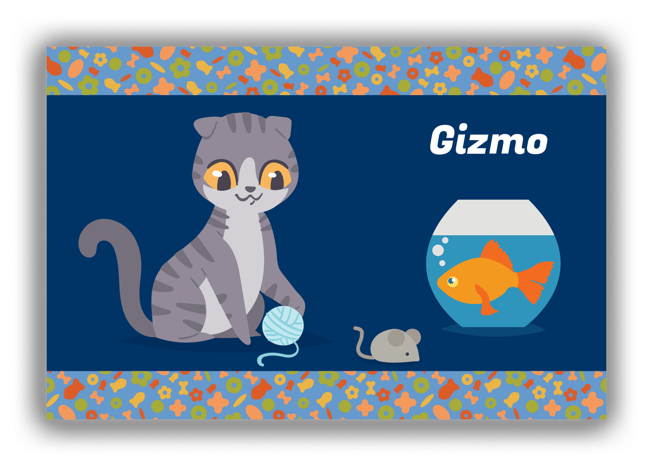 Personalized Cats Canvas Wrap & Photo Print VII - Blue Background - Cat IV - Front View